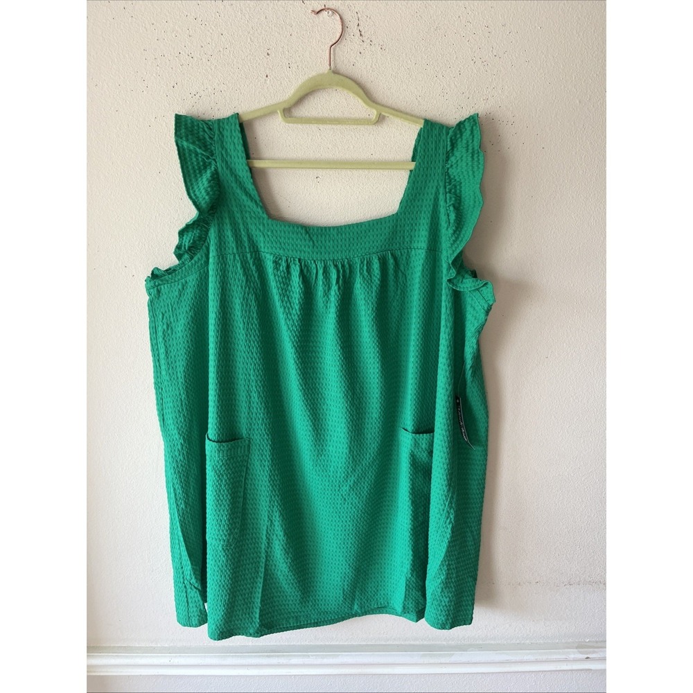 ModCloth Green Midi ruffle Sleeve Pocket Babydoll Dress 3X New Casual Flowy
